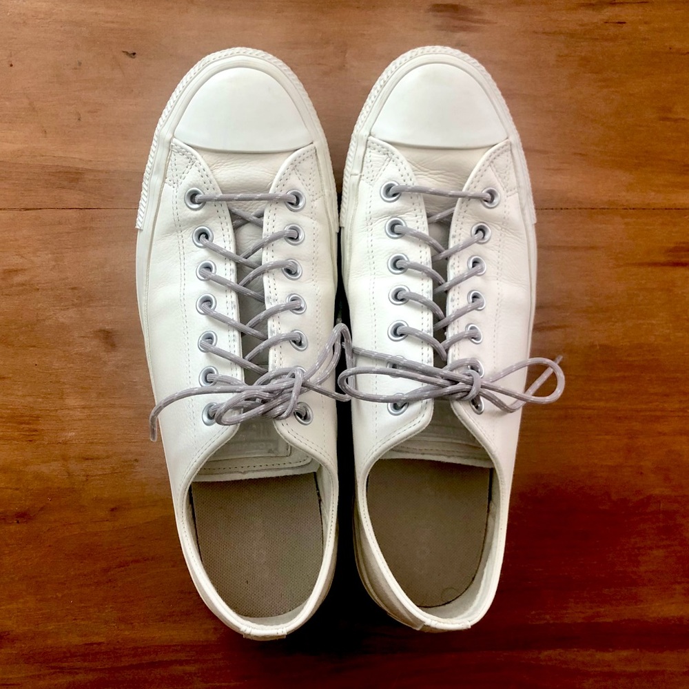 Men’s Cream Leather Converse All Stars